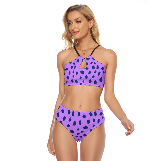 Cami Keyhole Purple Leopard Swimsuit