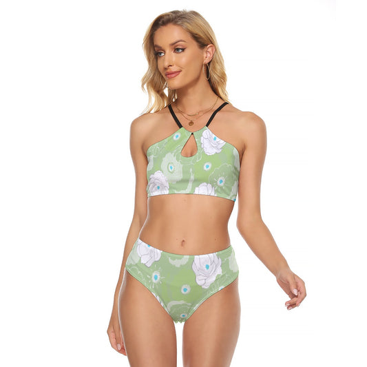 Green Floral Cami Keyhole Bikini