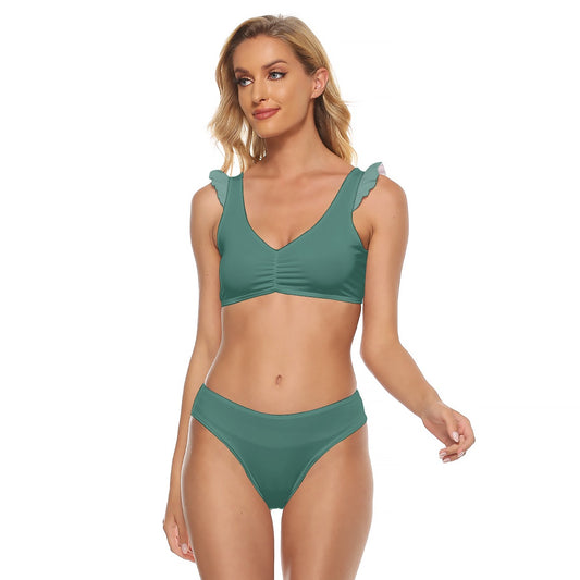 Faded Jade Ruffle Cuff Bikini